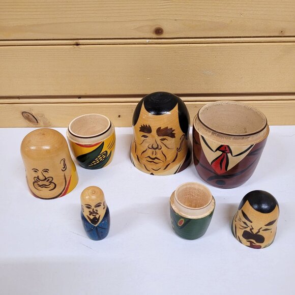 Nesting Dolls Set 4 Russian Wooden Nesting Leader Politician Ruler Hand Painted - Picture 8 of 8